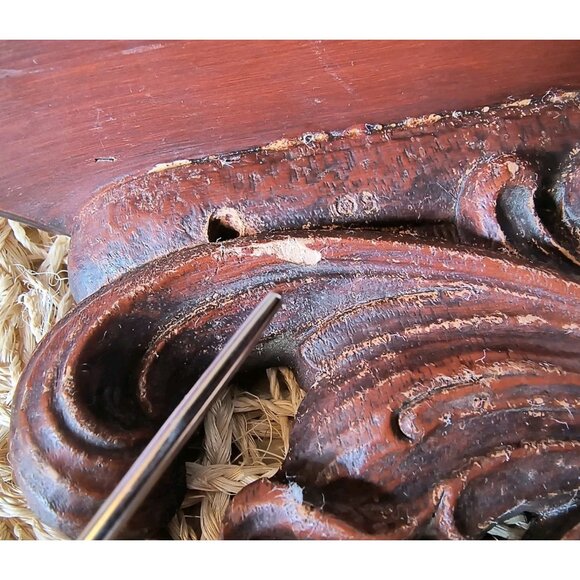 MCM Syroco Wood Wall Shelves w/ Plate Groove, SET/2 Composite Wood, Mahogany Red - Picture 10 of 10